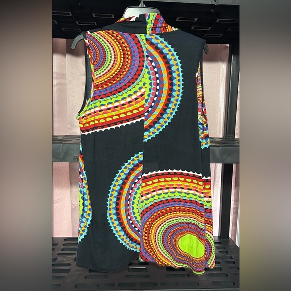 Parsley & Sage Sleeveless Waterfall Cardigan Size M Bright Colorful Art To Wear - Picture 3 of 8